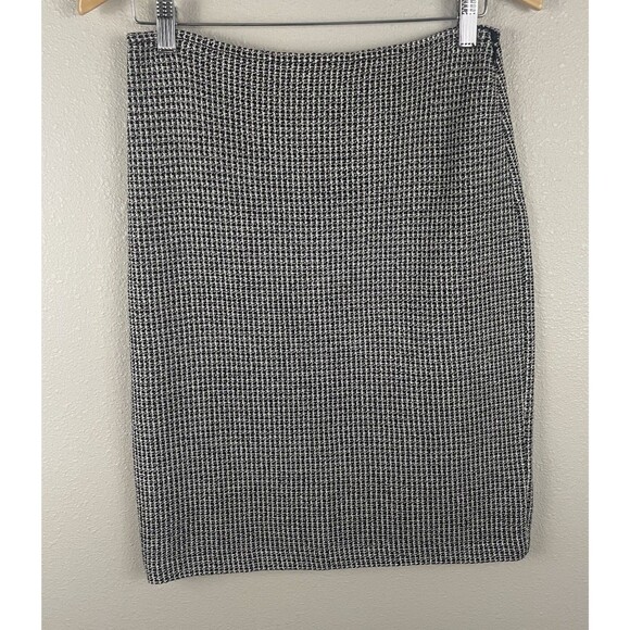 St. John Womens 4 Wool Rayon Black White Pencil Skirt - Picture 1 of 5